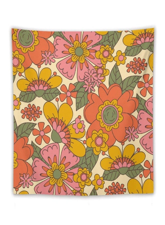 Houselerax Retro 60 70s Floral Tapestry,Hippie Spring Groovy Flower Power Flower Boho Print Wall Hanging Neutral Home Decor Art for Living Room Bedroom Dorm 40"x30" - Image 1